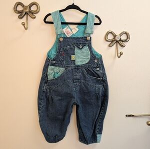 Kids Denim Overalls with Teal Accents